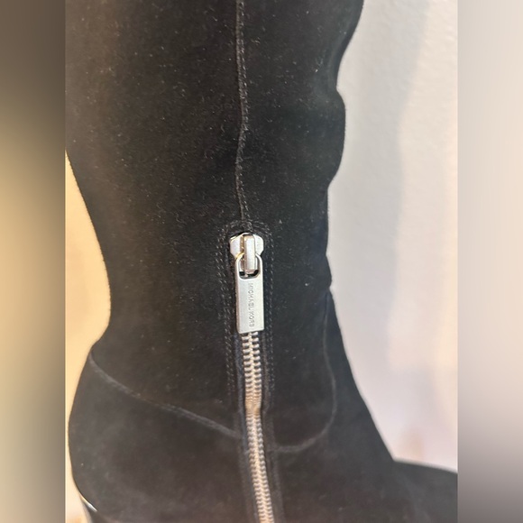 Michael Kors Classic Black Knee-High Suede Boots - Women's Stylish Block Heel - Picture 7 of 11